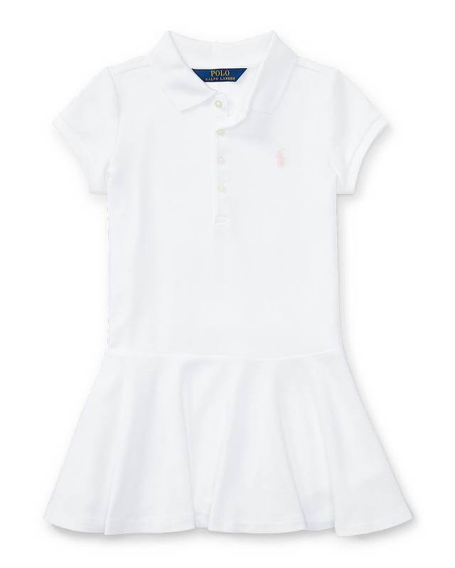 Girl's Short-Sleeve Knit Drop-Waist Polo Dress, Size 2-